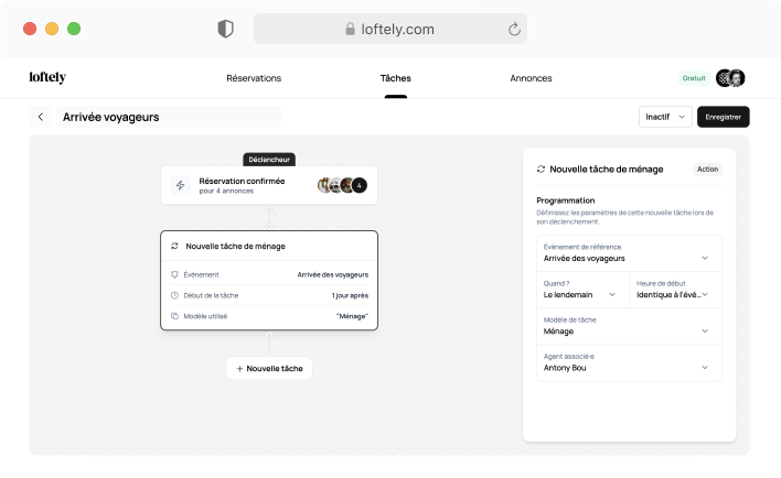 Navigateur diffusant le moduel d'automation de Loftely